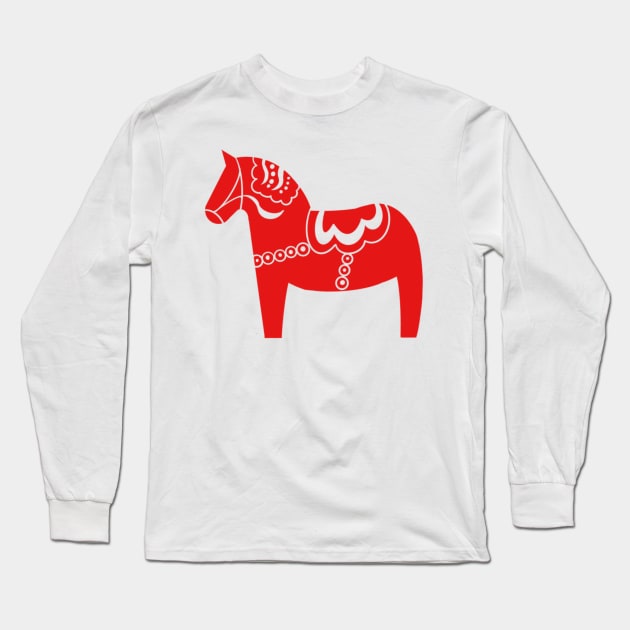 Swedish Dala Horse Long Sleeve T-Shirt by BeanstalkPrints